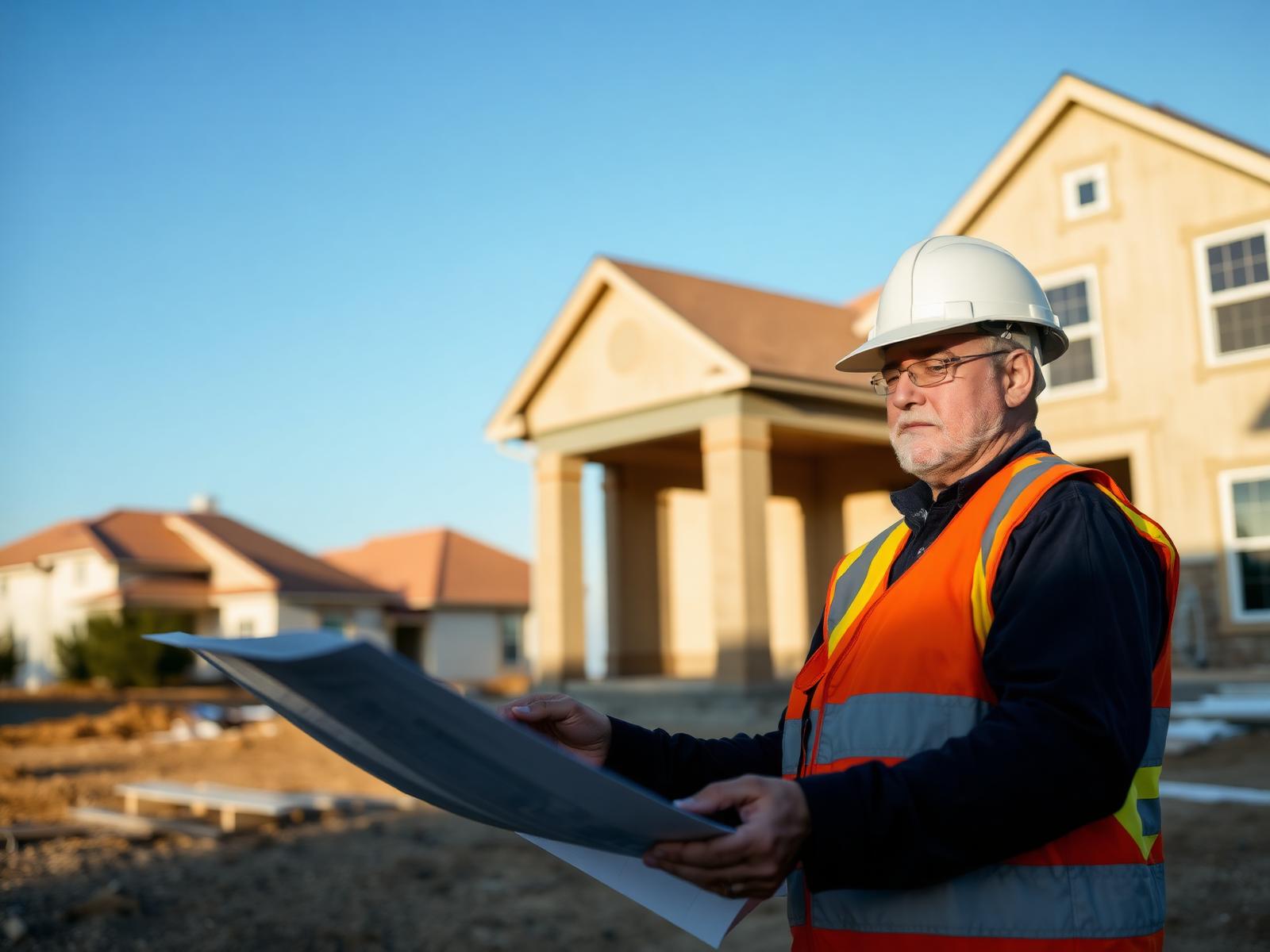Hezrom Onchomba reviewing project plans on a North Texas job site